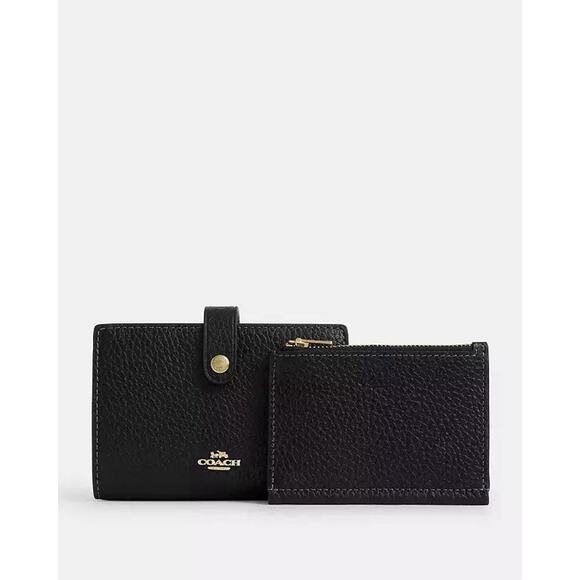 NWT Coach 2-in-1 Wallet Soft pebble Leather CCL70 Gold/Black - Picture 11 of 11